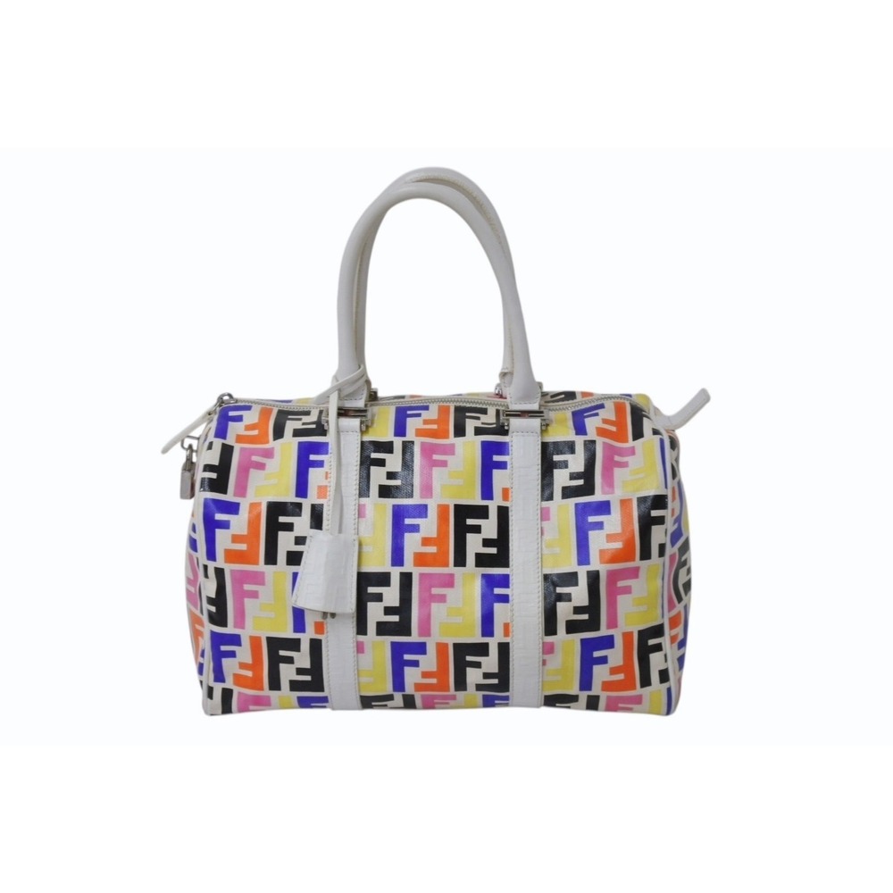 FENDI handbag leather multicolored white Zucca